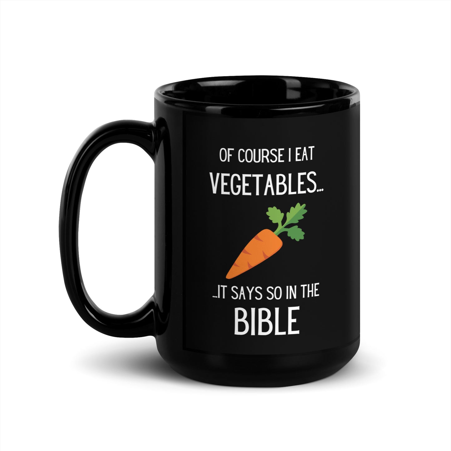 Biblical Vegetarian | New Revised Satirical Version | Black Glossy Mug