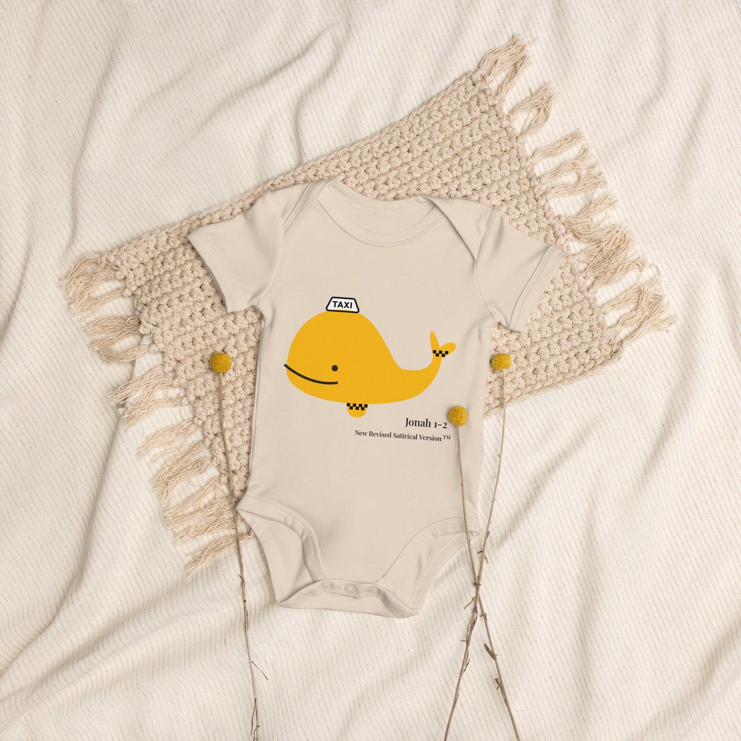 Whale Taxi | New Revised Satirical Version | Organic cotton baby bodysuit