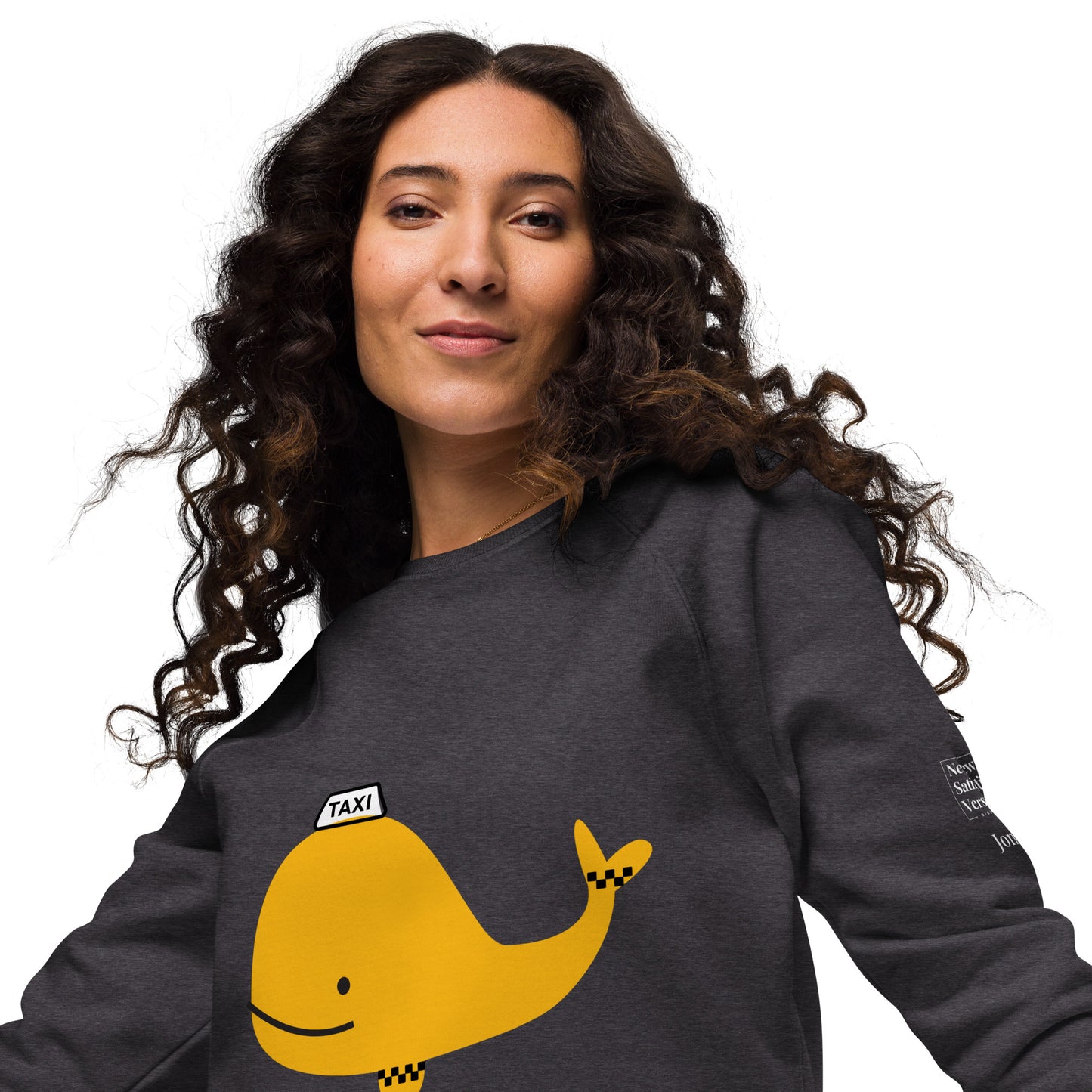 Unisex organic raglan sweatshirt | Whale Taxi