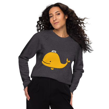 Unisex organic raglan sweatshirt | Whale Taxi