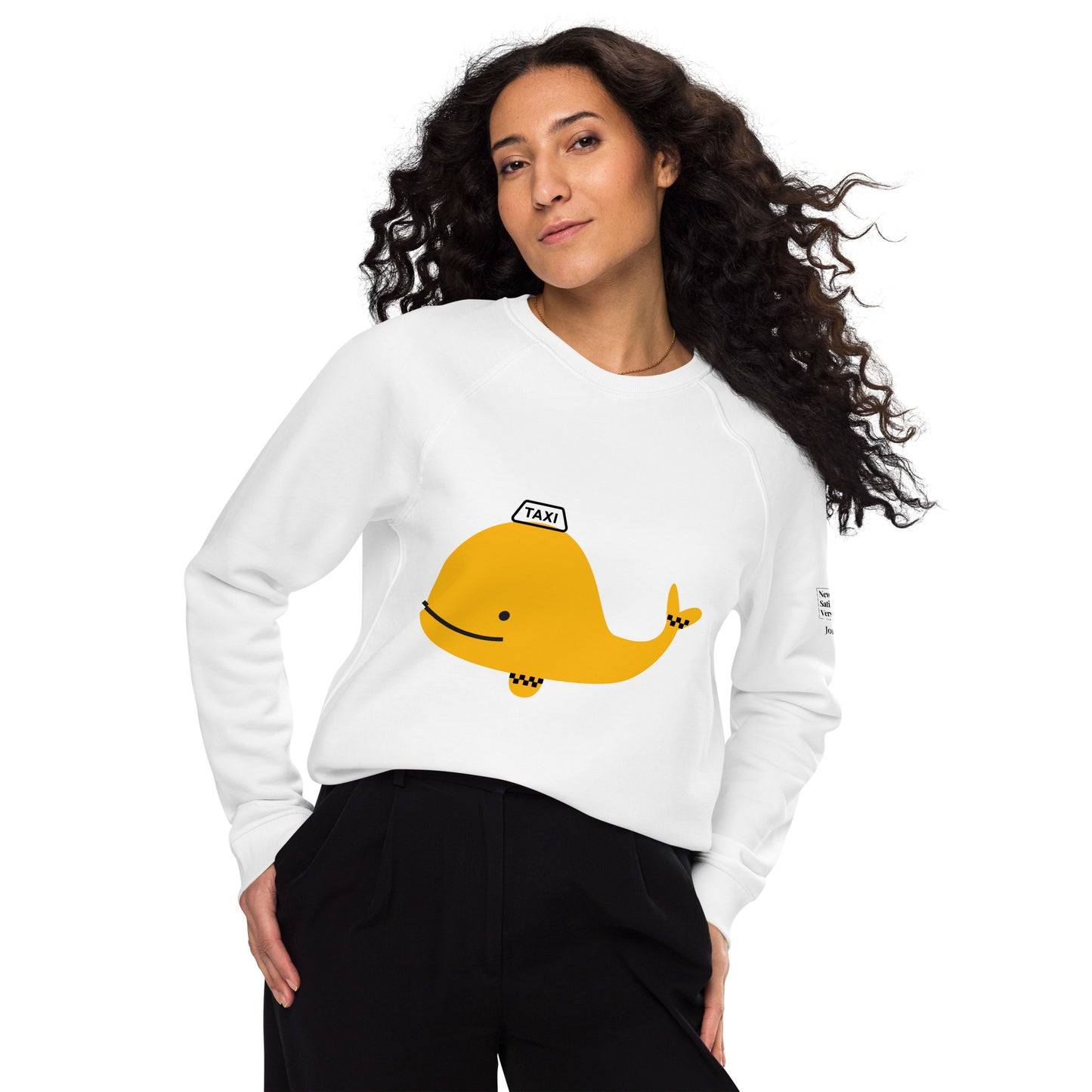 Unisex organic raglan sweatshirt | Whale Taxi