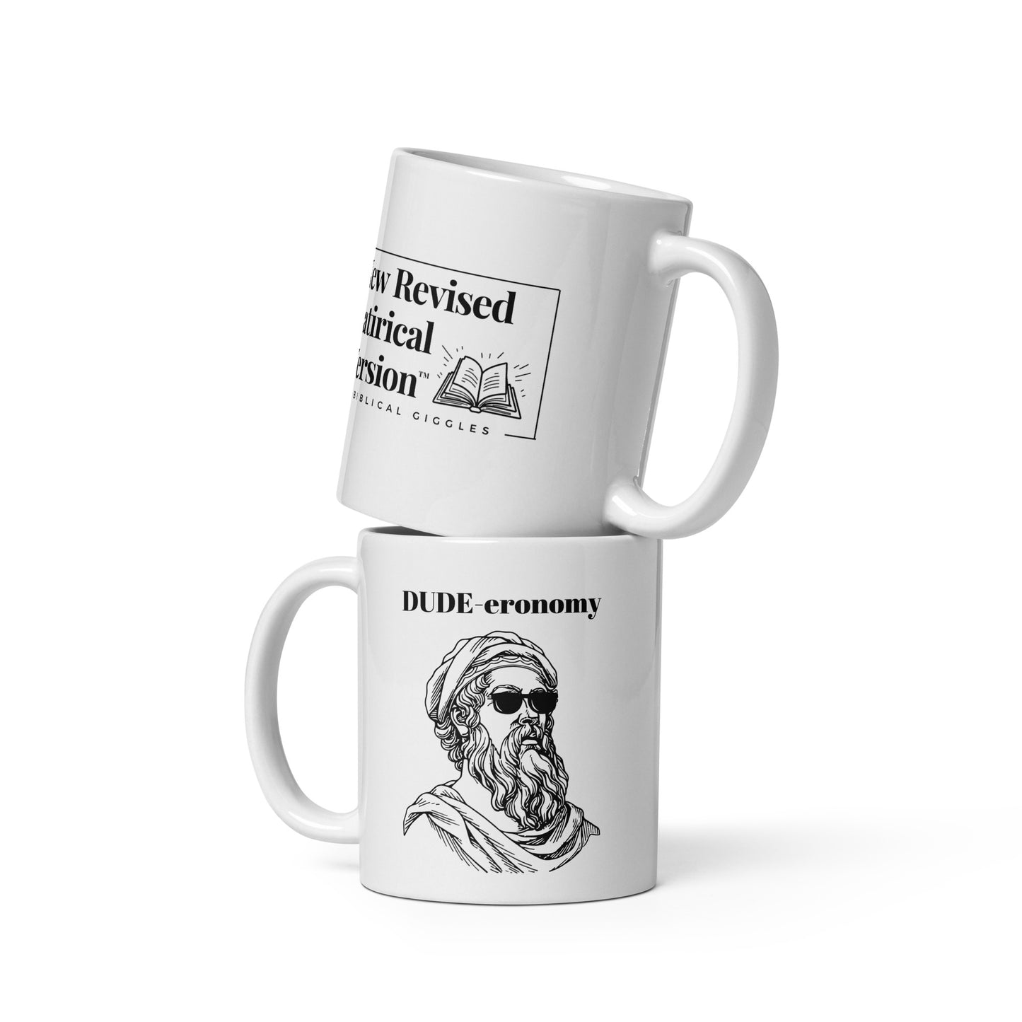 DUDE-eronomy | New Revised Satirical Version | White glossy mug