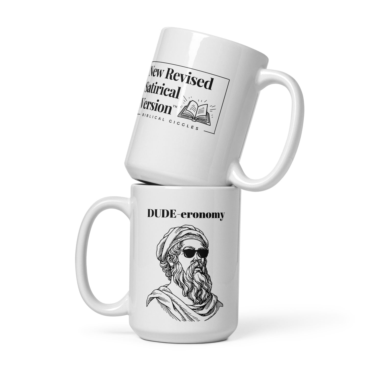 DUDE-eronomy | New Revised Satirical Version | White glossy mug