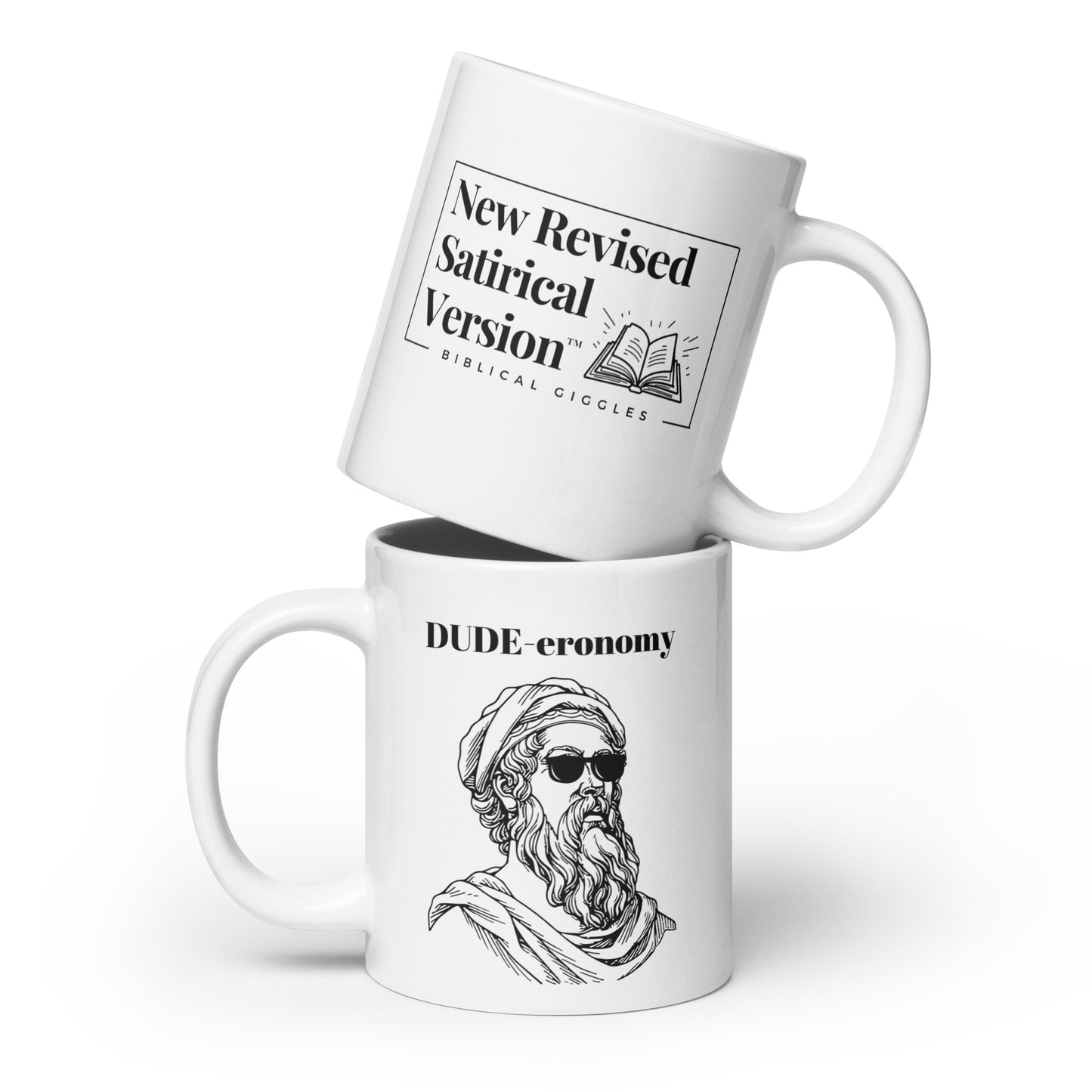 DUDE-eronomy | New Revised Satirical Version | White glossy mug